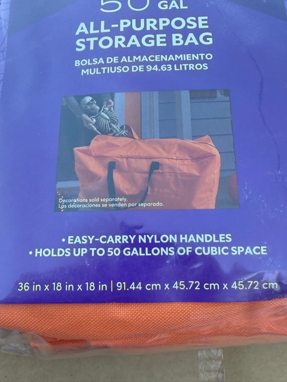 50 Gal All-Purpose Storage Bag - Orange Halloween